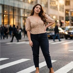 H&M Beige Puff Sleeve Blouse